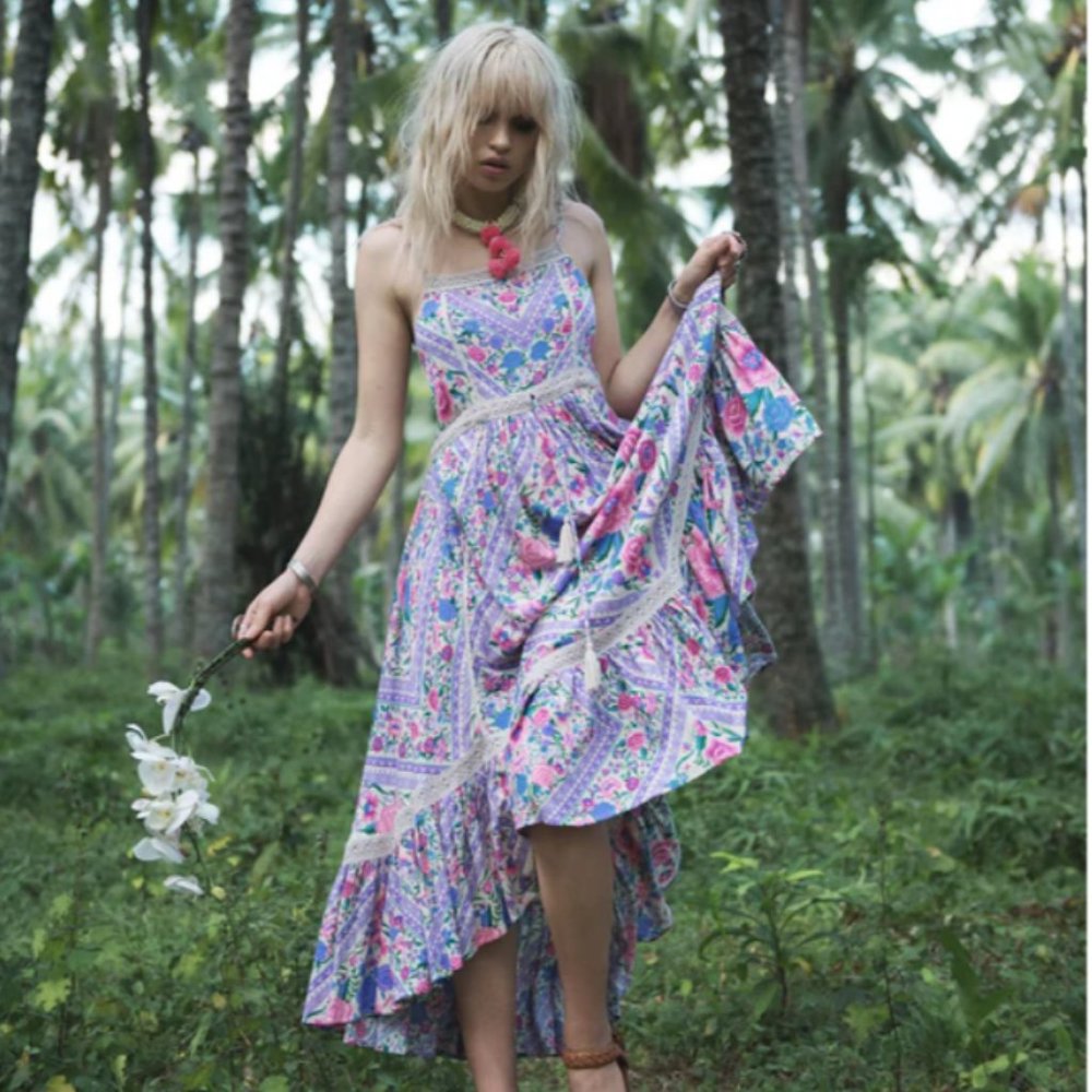 Spell Babushka Strappy Midi Dress Lavender Small